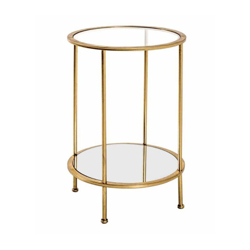 Paris Prix - Table d'Appoint en Verre 'Alizée' 55cm Or Paris Prix - Table d'Appoint en Verre 'Alizée' 55cm Or