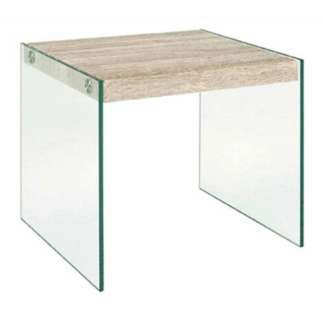Paris Prix - Table D'appoint En Verre corvo 40cm Chêne Clair