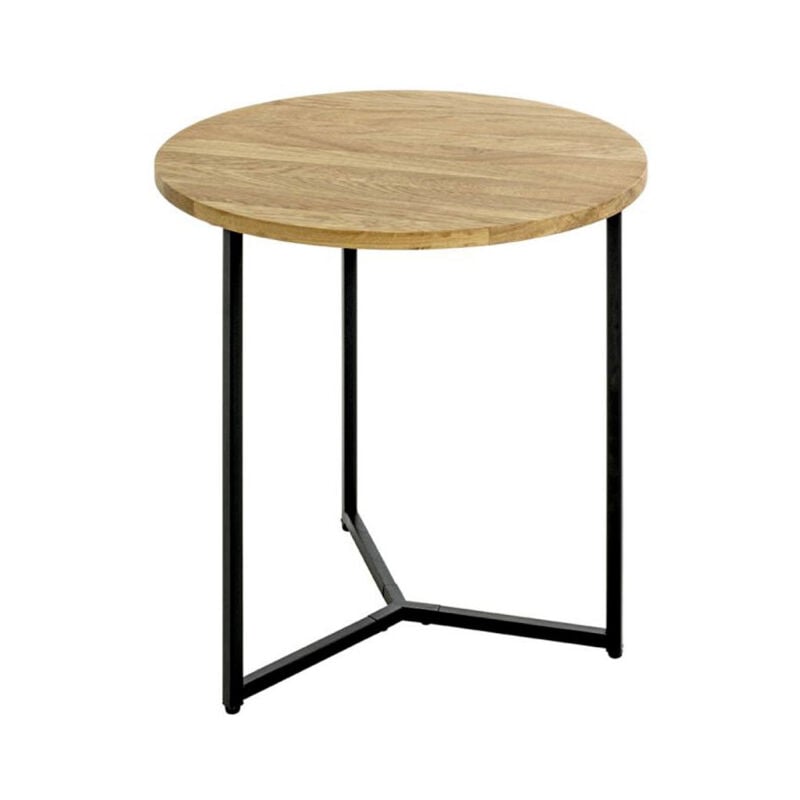 Paris Prix - Table d'Appoint Ronde 'Pika' 52cm Chêne & Noir