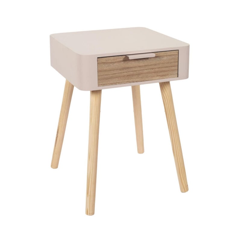 Paris Prix - Table de Chevet 1 Tiroir 'Bois' 48cm Rose