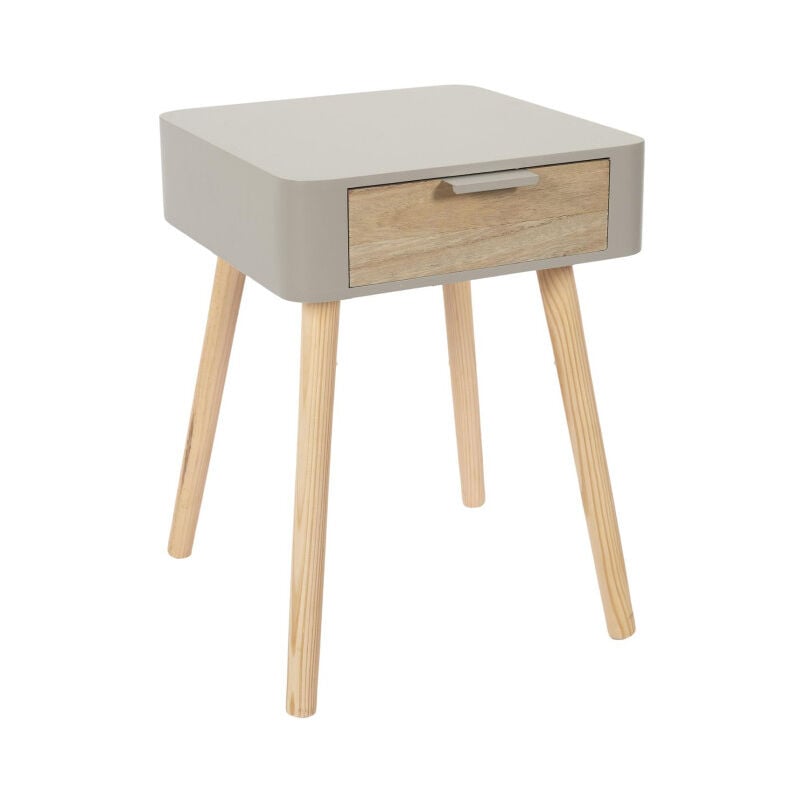 Paris Prix - Table de Chevet 1 Tiroir 'Bois' 48cm Taupe