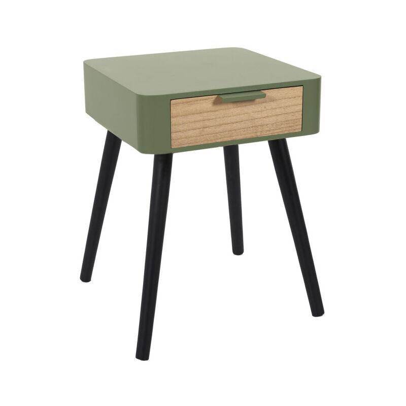 Table de Chevet 1 Tiroir "Bois" 48cm Vert Kaki