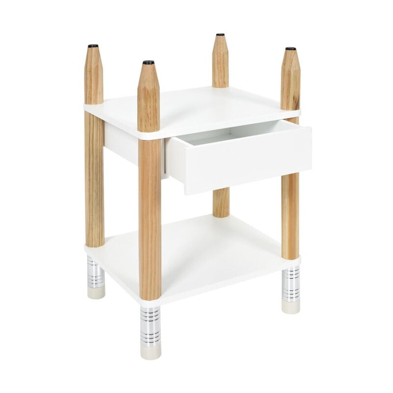 Paris Prix - Table de Chevet 1 Tiroir 'Crayon' 51cm Blanc