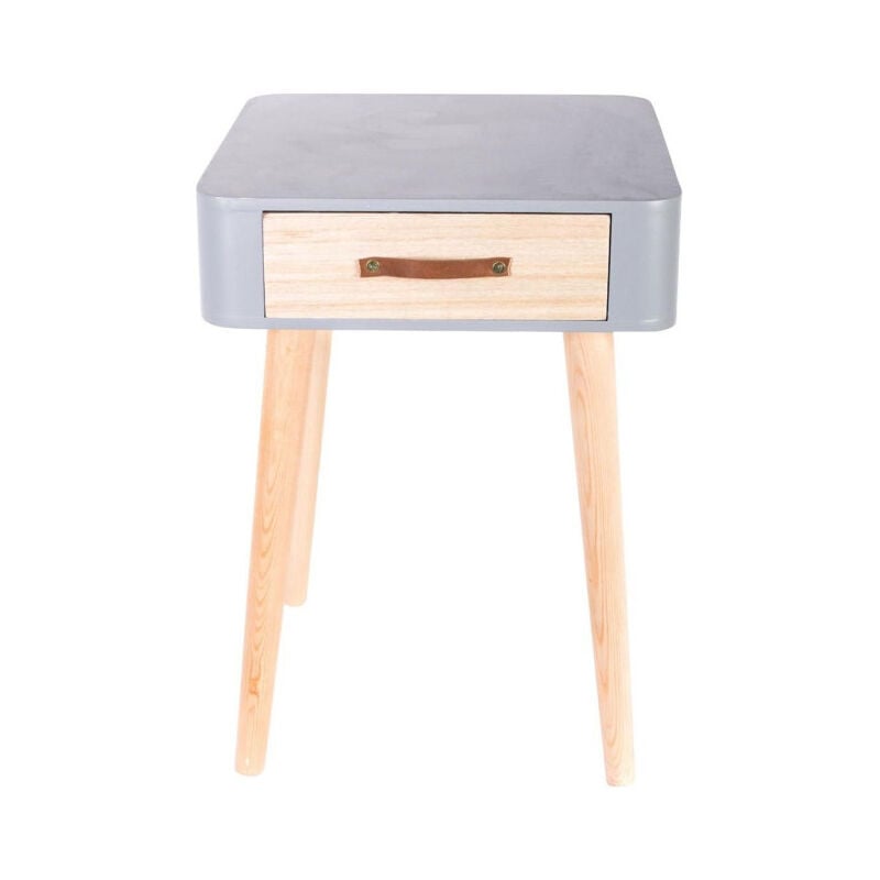 Paris Prix - Table de Chevet 1 Tiroir Design 'Missouri' 48cm Gris
