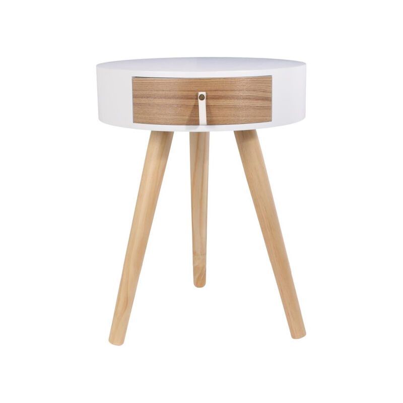 Paris Prix - Table de Chevet 1 Tiroir 'Nora' 46cm Blanc