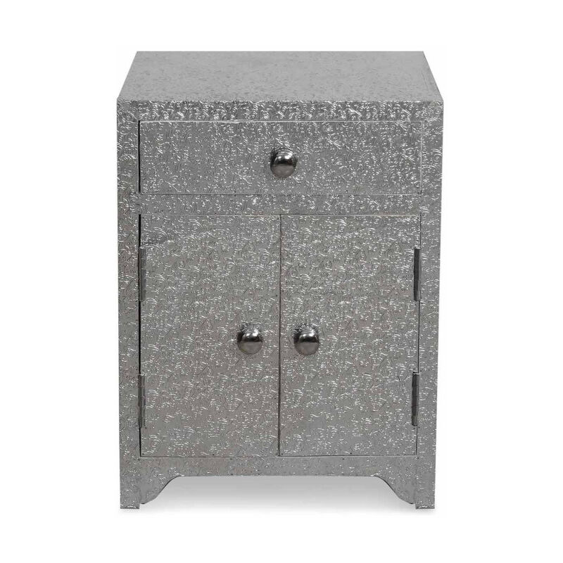 Table de Chevet 1 Tiroir 'Tiko' 61cm Argent