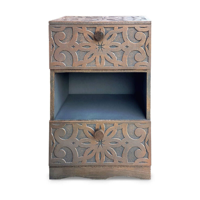 Table de Chevet 2 tiroirs 'Orientale' 65cm Cuivre