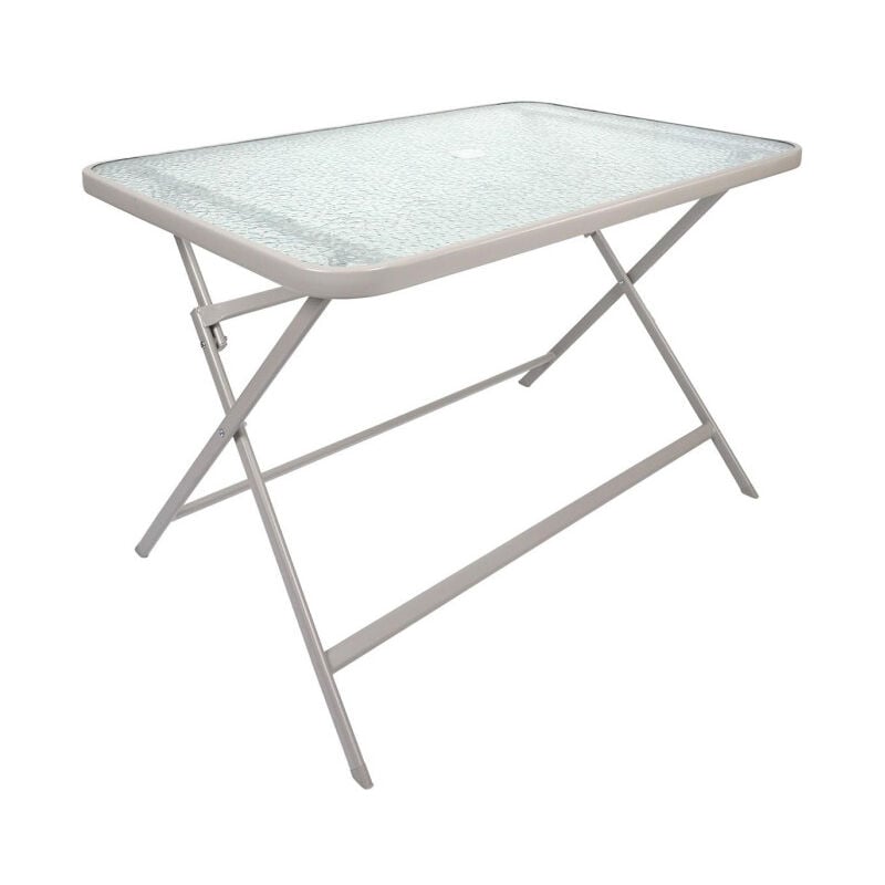 Paris Prix - Table de Jardin en Verre 'Formentera' 110cm Beige