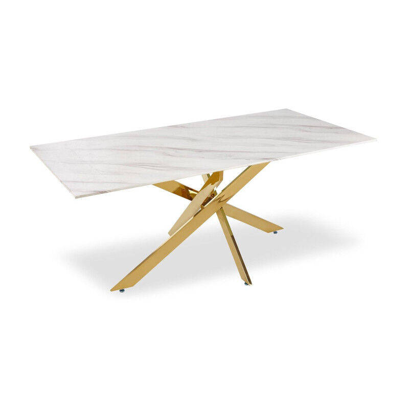 Table de Repas Design "Nalou" 180cm Blanc & Or
