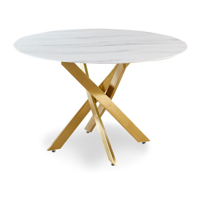 Table de Repas Ronde "Rixa" 120cm Effet Marbre