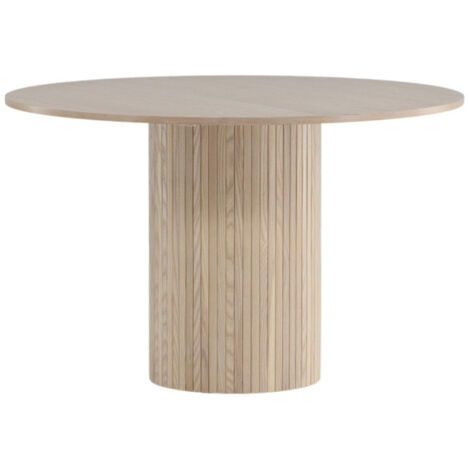 Paris Prix – Table de salle à manger ronde 110cm en MDF et placage – Finition bois naturel – Hauteur 75cm – Capacité 80kg pour repas convivial
