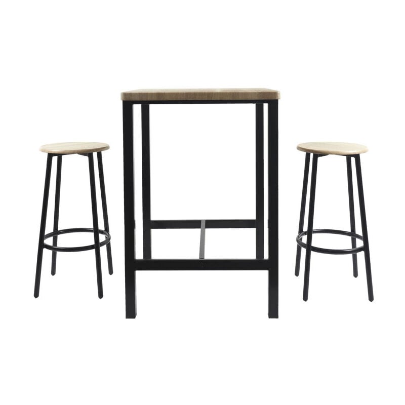 Paris Prix - Table Mange Debout & 2 Tabourets 'Loka' 86cm Noir
