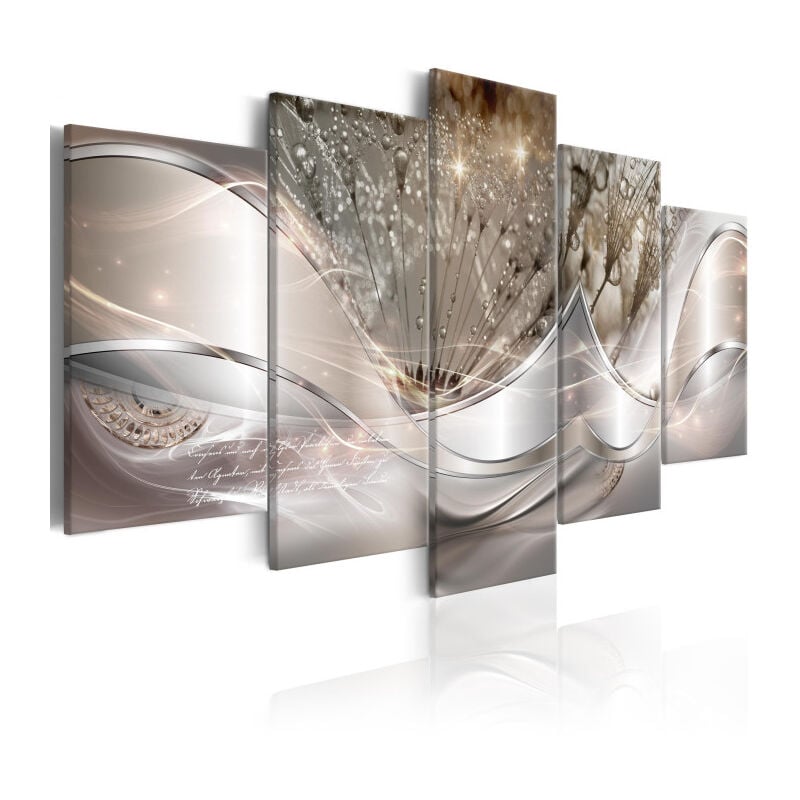 Paris Prix - Tableau 5 Panneaux 'Sparkling Dandelions Beige Wide' 50 x 100 cm