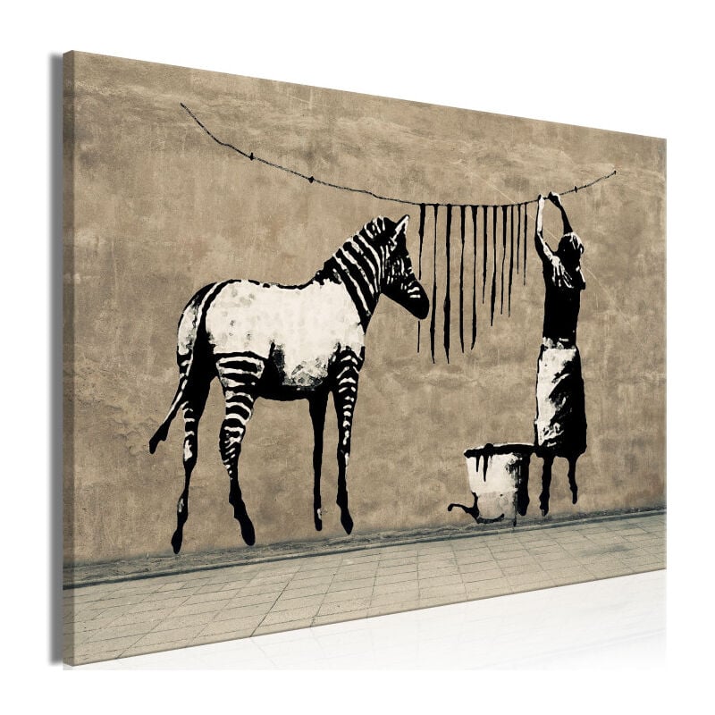 Paris Prix - Tableau 'Banksy - Washing Zebra on Concrete Wide' 60 x 90 cm