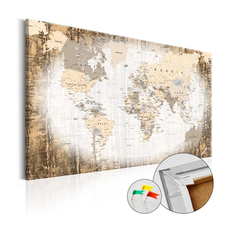 Paris Prix - Tableau en Liège 'Carte du Monde - Enclave of the World' 40 x 60 cm