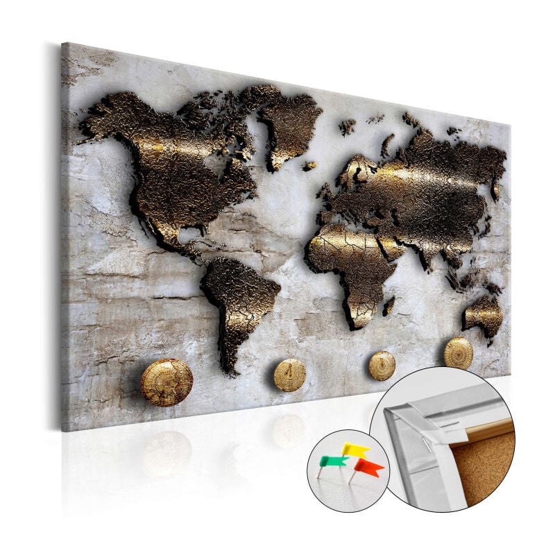 Tableau en Liège "Carte du Monde - Golden Journey" 40 x 60 cm