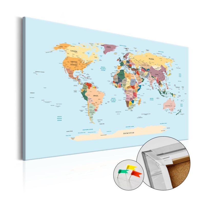 Paris Prix - Tableau en Liège 'Carte du Monde - Travel with Me' 80 x 120 cm