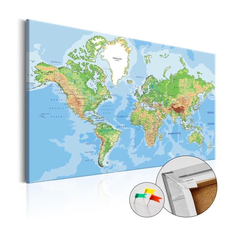 Tableau en Liège "Carte du Monde - World Geography" 60 x 90 cm
