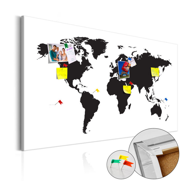 Paris Prix - Tableau en Liège 'Carte du Monde - World Map : Elegance' 60 x 90 cm