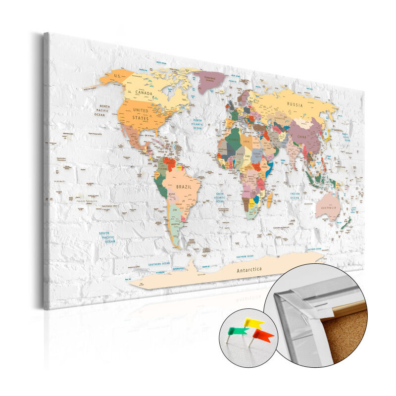 Paris Prix - Tableau en Liège 'Carte du Monde - World's Walls' 40 x 60 cm