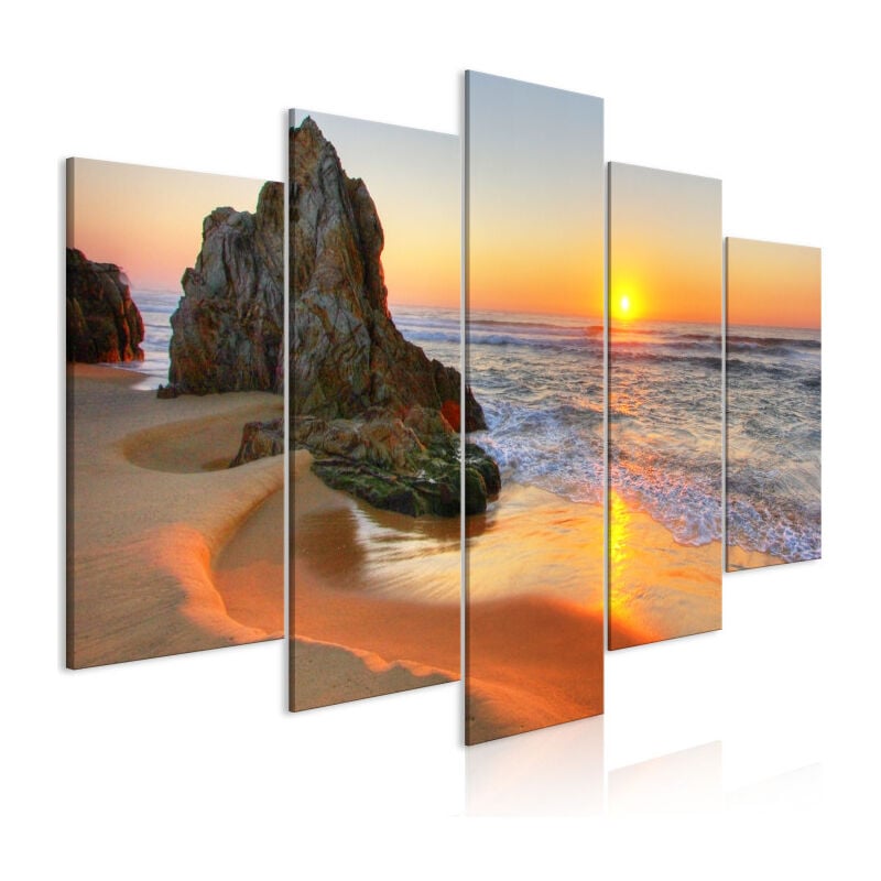 Paris Prix - Tableau Imprimé 5 Panneaux 'Meeting at Sunset Wide' 50 x 100 cm