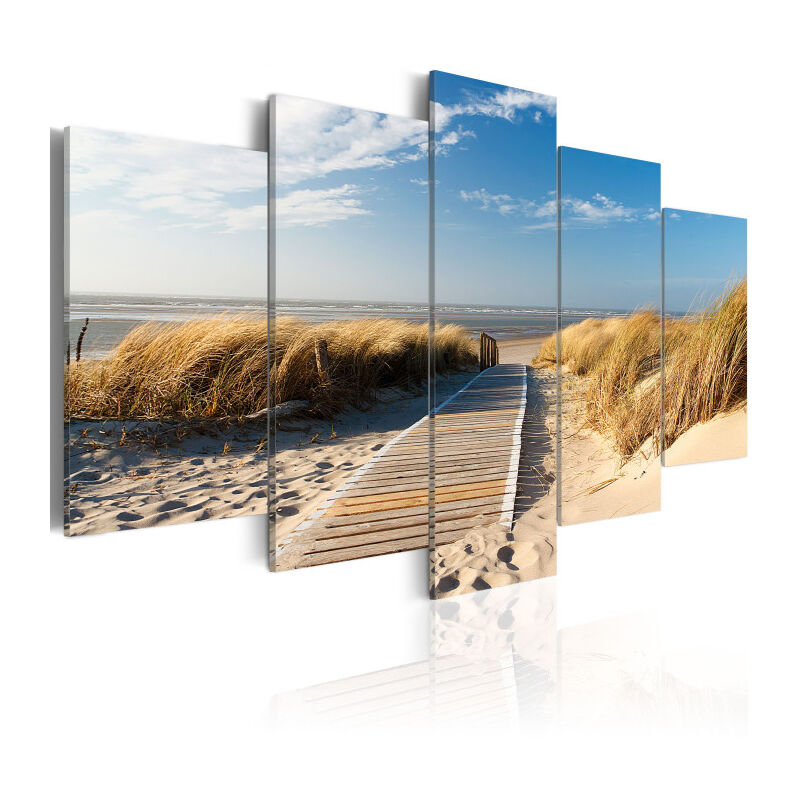 Paris Prix - Tableau Imprimé 5 Panneaux 'Plage Non Surveillée' 50 x 100 cm