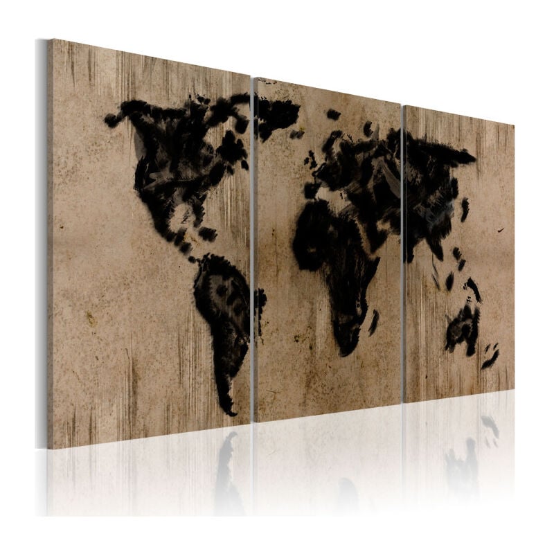Paris Prix - Tableau Imprimé 'Carte du Monde en Encre' 30 x 60 cm