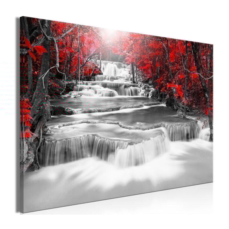 Paris Prix - Tableau Imprimé 'Cascade of Thoughts Wide Red' 60 x 90 cm