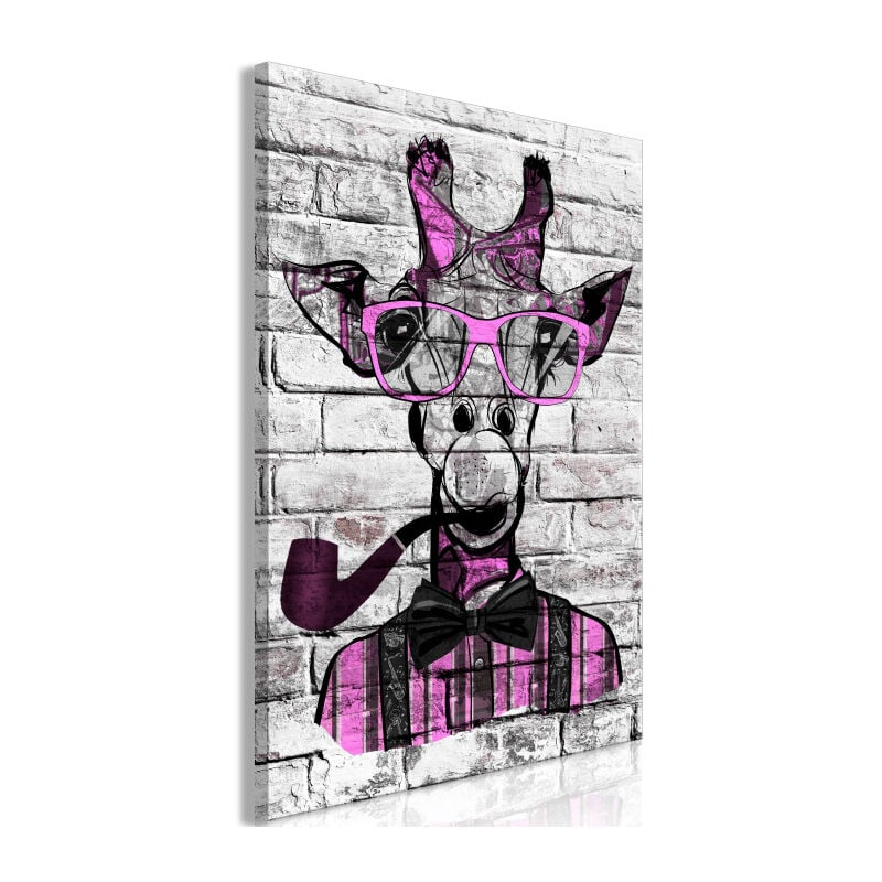 Tableau Imprimé 'Giraffe with Pipe Pink' 80 x 120 cm