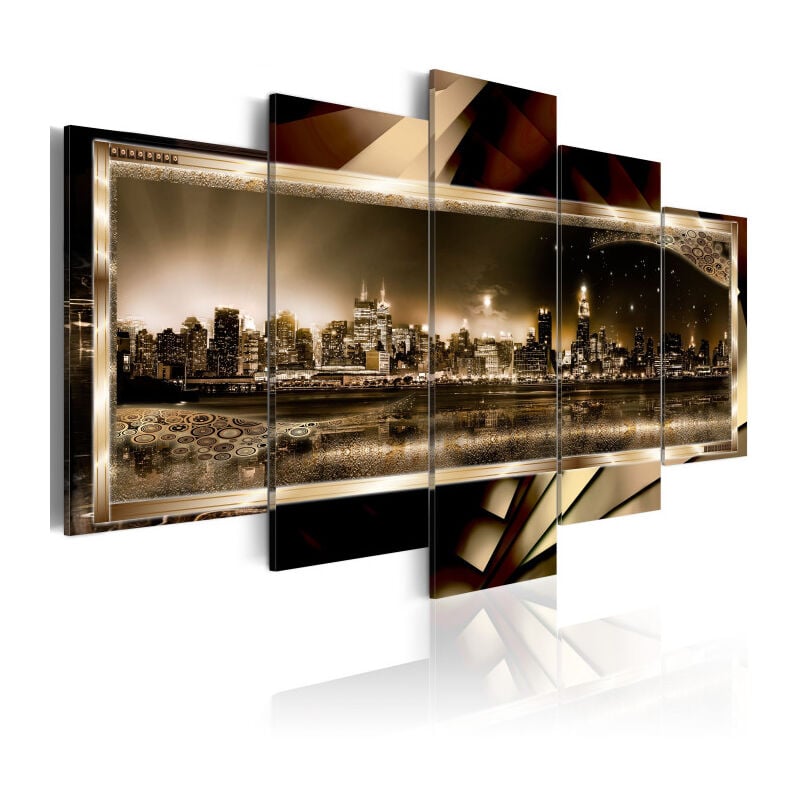 Paris Prix - Tableau Imprimé 'New York : Starry Night Sepia' 50 x 100 cm