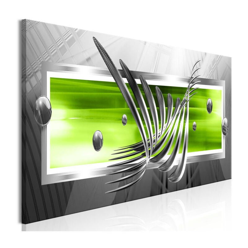 Paris Prix - Tableau Imprimé 'Silver Wings Narrow Green' 45 x 135 cm