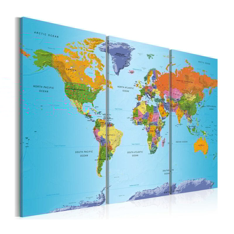 Tableau Imprimé 'World Map : Colourful Note' 60 x 90 cm