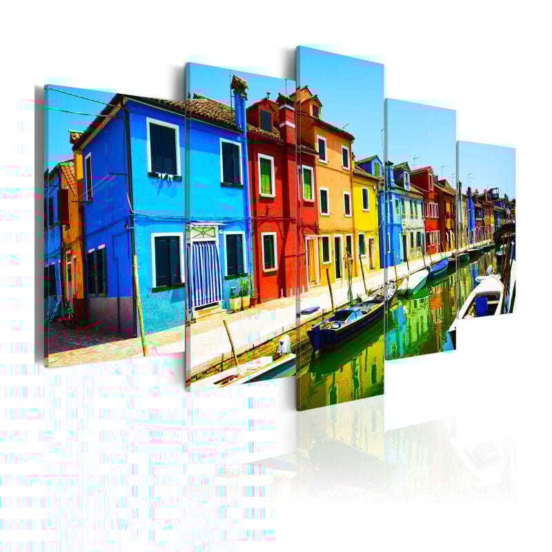 Paris Prix - Tableau 'Maisons Aux Couleurs de l'arc en Ciel' 50 x 100 cm