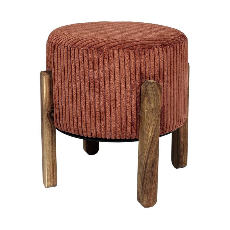 Tabouret Côtelé Rond 'Scott' 35cm Terracotta