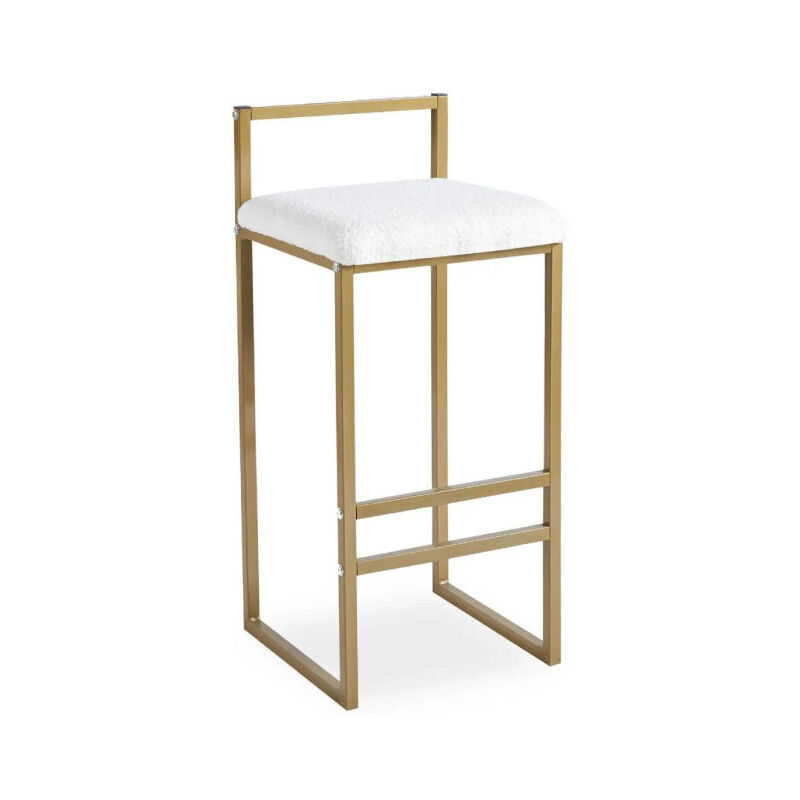 Paris Prix - Tabouret de Bar Bouclette 'Dakota' 80cm Crème & Or