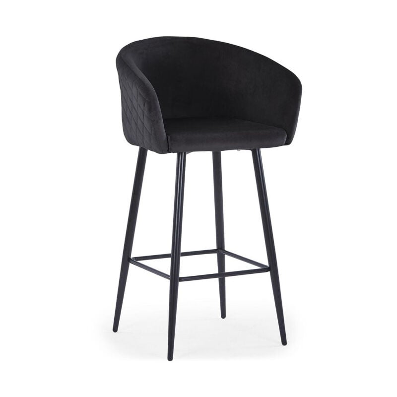 Paris Prix - Chaise de Bar en Velours 'Kandi' 106cm Noir