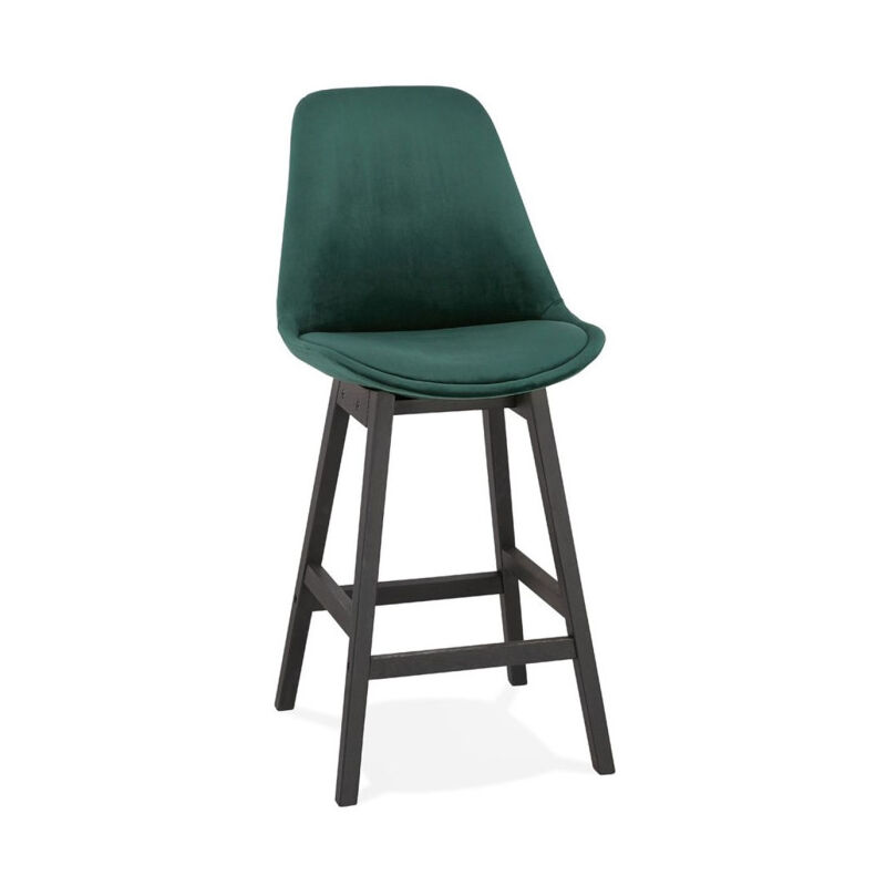Paris Prix - Tabouret de Bar Velours 'Minor' 103cm Vert & Noir