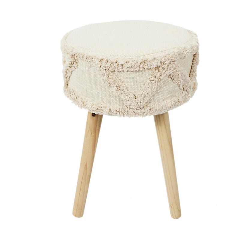 Tabouret Design Ethnique 'Mirage' 41cm Blanc