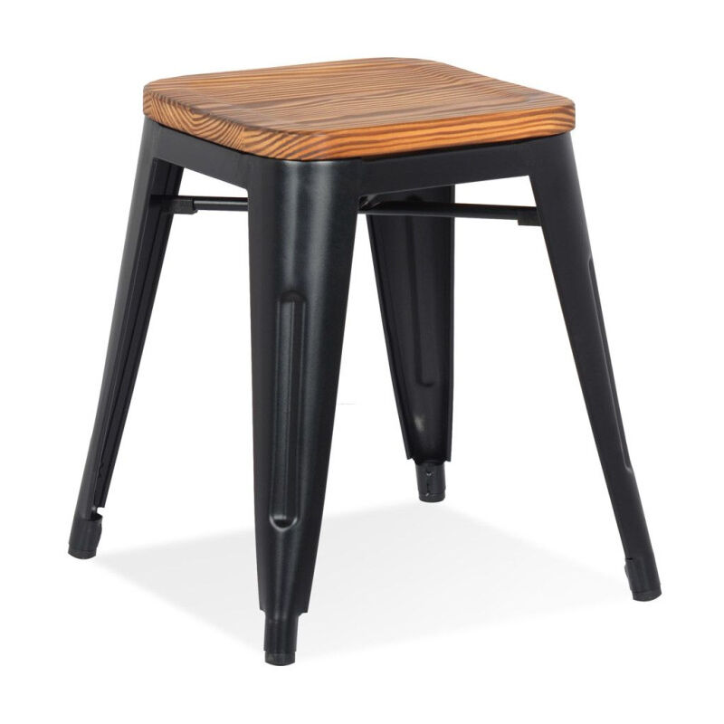 Tabouret Design 'Ruso' 45cm Noir & Naturel