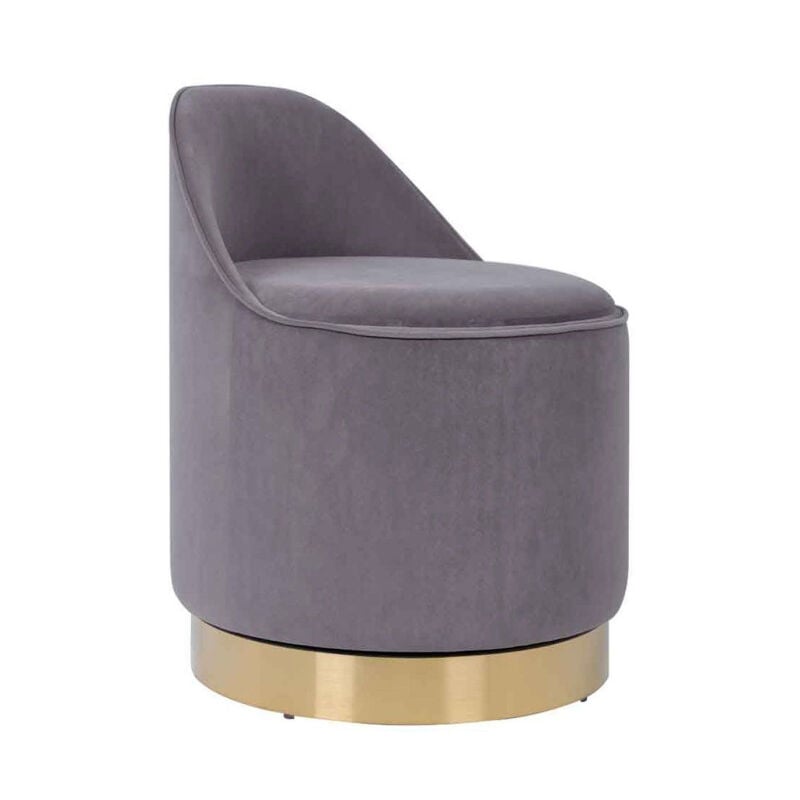 Tabouret Pivotant en Velours 'Viktor' 68cm Gris