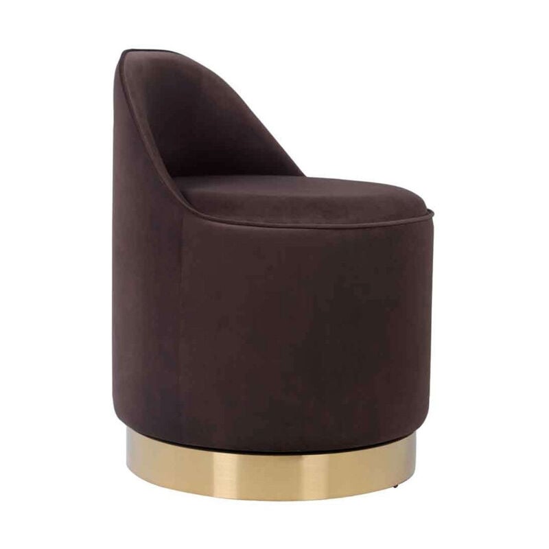 Tabouret Pivotant en Velours 'Viktor' 68cm Marron