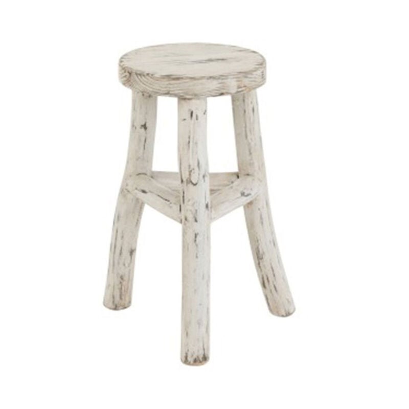 Tabouret Rond en Bois 'Menor' 50cm Blanc