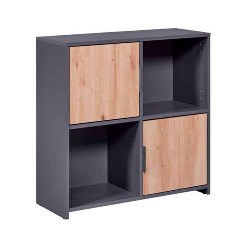 Paris Prix - tagère 2 Portes 'Gemeno' 77cm Gris & Chêne