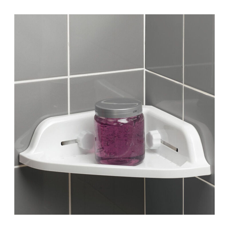 Paris Prix - tagère d'Angle de Douche 'Ventouse' 25cm Blanc