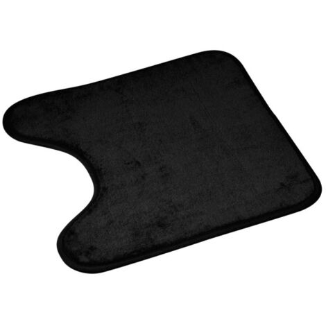 Paris Prix – Tapis contour WC 45x45cm en polyester et microfibre – Couleur noire – Facile d'entretien et d'utilisation