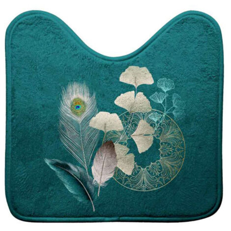 Paris Prix – Tapis contour WC en microfibre 45x45cm – Motif Ginkoblue – 100% polyester – Confort optimal pour salle de bain