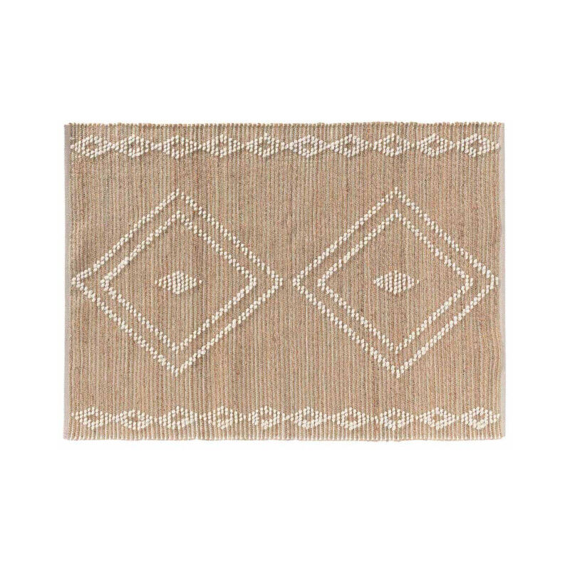 Tapis Déco en Jute & Laine 'Floty' 120x170cm Beige