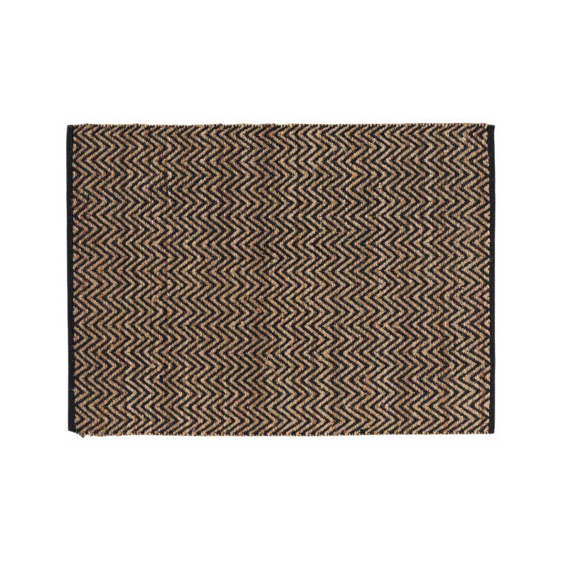 Tapis Déco en Jute 'Zigzag' 120x170cm Noir & Beige