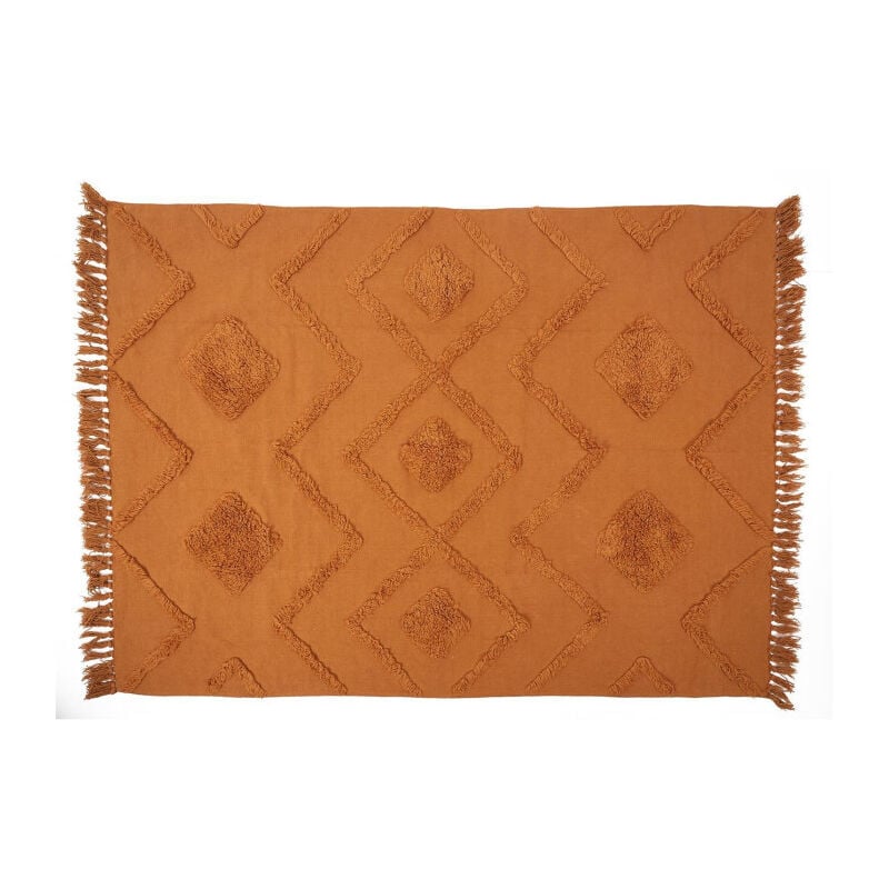 Paris Prix - Tapis Déco Tufté 'Ethnique' 120x170cm Terracotta