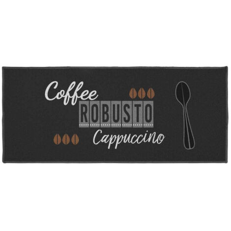 Paris Prix – Tapis de cuisine marron 50x120cm – 100% polyamide – Motif cappuccino – Finition surjet pour style moderne